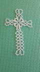 Julie Patterson's Flower cross, tatted in 40 white mercerised cotton for a friend's wedding